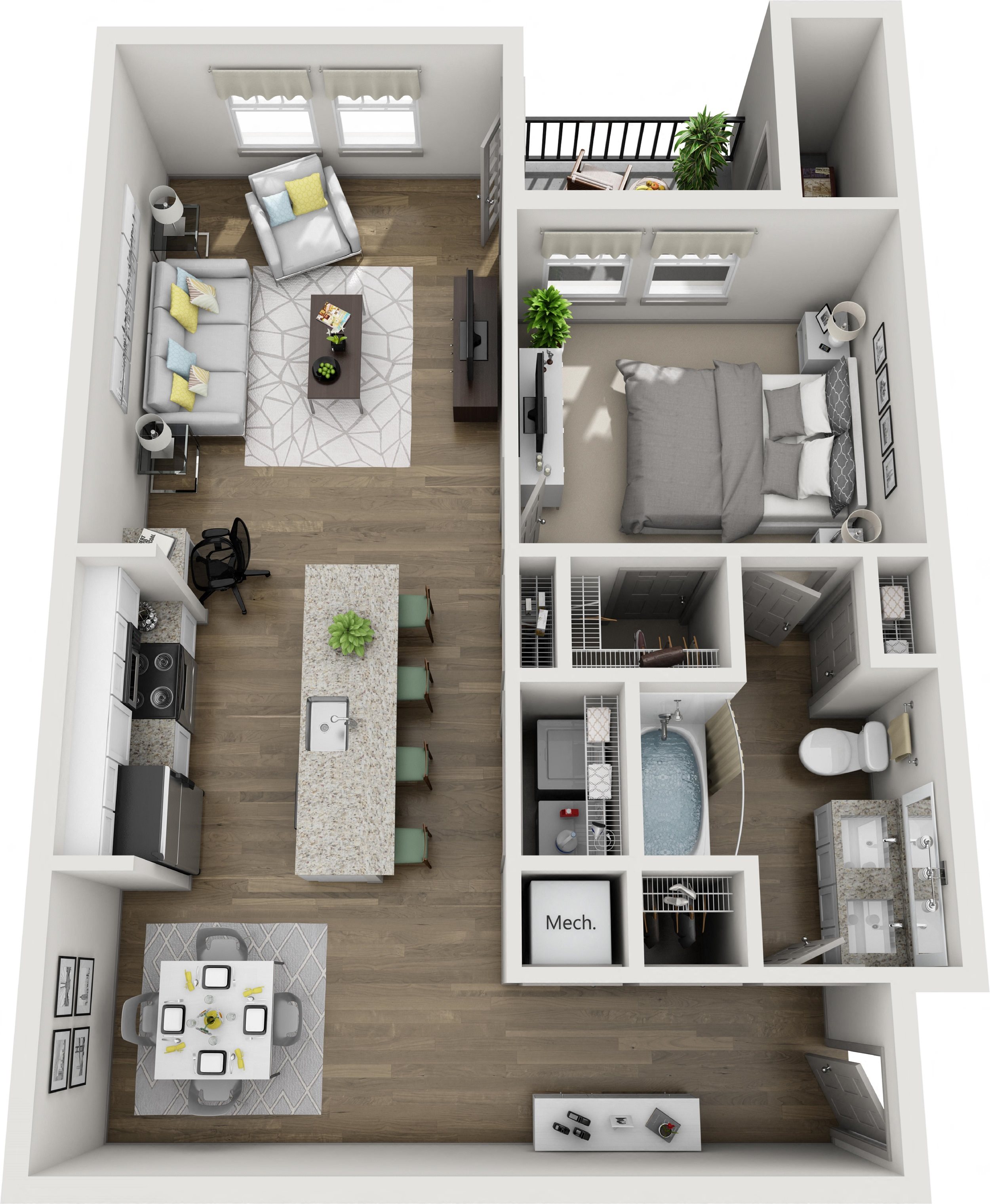 1 Bedroom Floor Plan 1